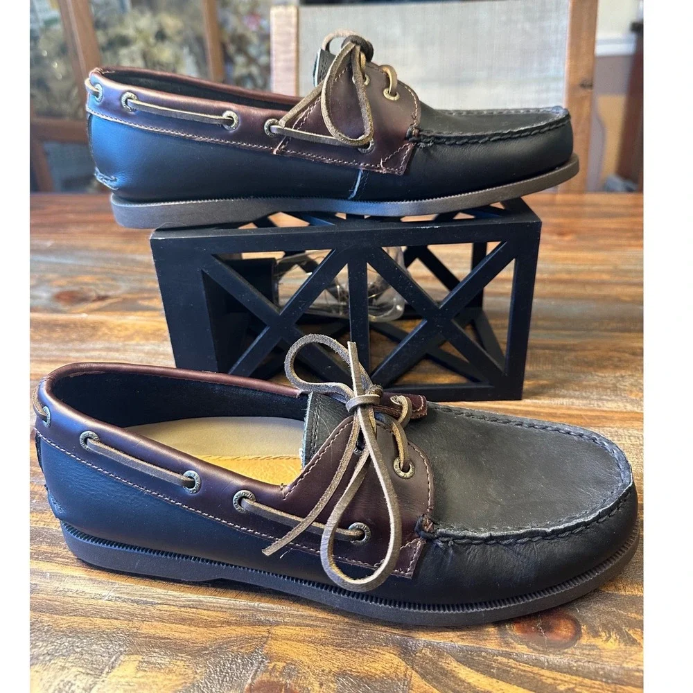 G.H.‎ Bass & Co. Men's Hampton Core 2 WW Boat Shoes Black Leather Size 10 Wide